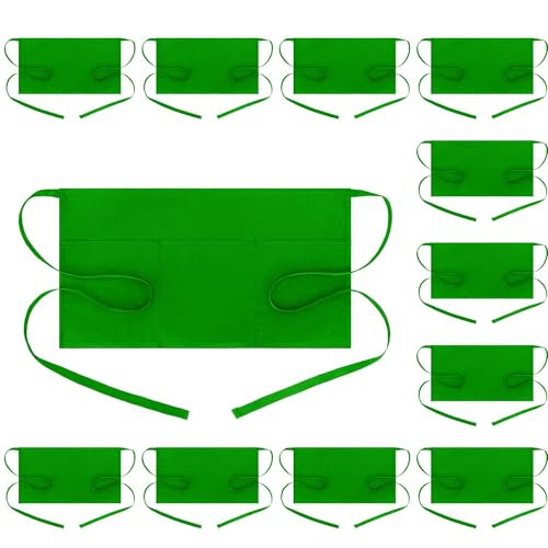 Image of BOHARERS Waist Apron with 3 Pockets12 Pack - Green Waitress Server Short Apron