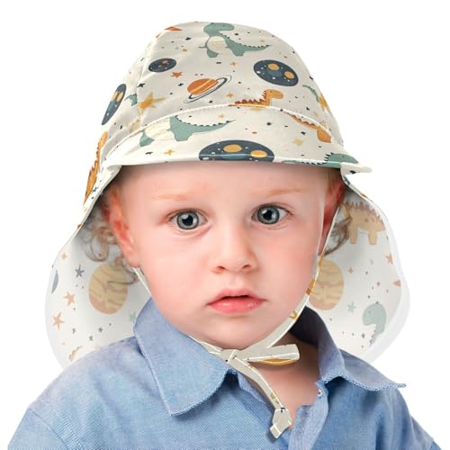 Childish Cartoon Dino Planets Toddlers Beach Hats Baby Boys' Hats Toddler Girl UPF 50 Large Brim Traveling Swim2