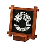 ［稲荷抱き稲］組子細工の家紋パネル（14×14×6cm） (木枠:茶, 台座付き) 家紋全60種 組子細工 和風 置物 インテリア オブジェ 壁掛け 家紋