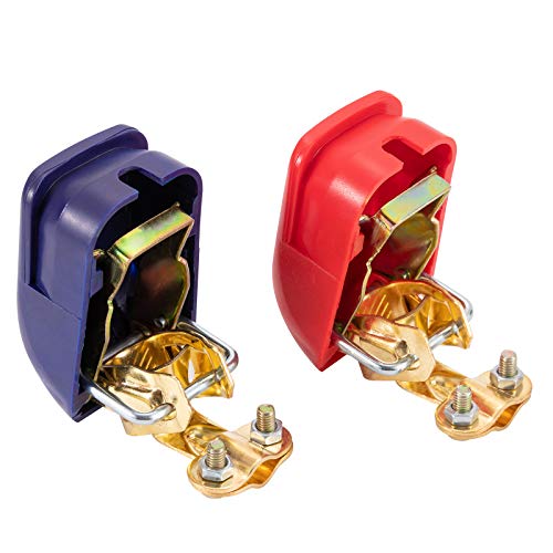 CZC AUTO Bornes de batterie à dégagement rapide Pinces Connecteurs Bornes de déconnexion rapide de batterie 12 V positives et négatives pour voiture caravane camping-car (rouge et bleu), 1 paire Cover