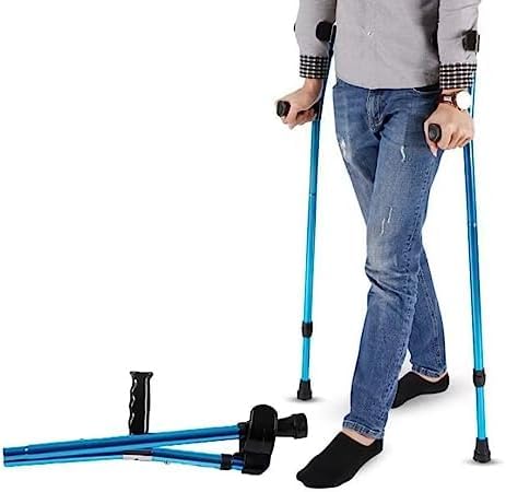 Muletas ligeras y ergonómicas plegables para adultos, ayuda portátil ajustable para caminar para movilidad y apoyo de estabilidad