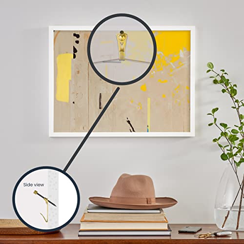 Image of OOK 50615 Professional Picture Hangers, Art Hangers, Padded, Brass, Reusable Picture Hooks, 20lb (15 set) | Steel construction with padded backing,For drywall and plaster walls,Holds framed art and photos while protecting surfaces