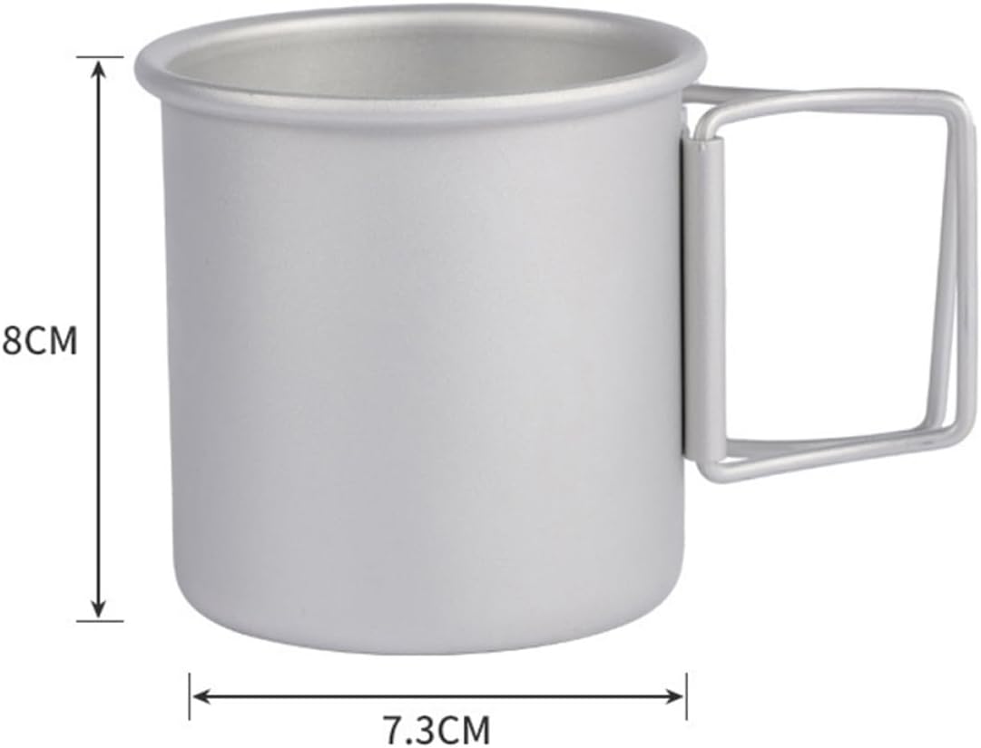 ORFOFE 2pcs Lightweight Foldable Aluminum Alloy Outdoor Cups Portable Drinking Mugs for Camping, Hiking, Travel – White Natural Oxidized Finish
