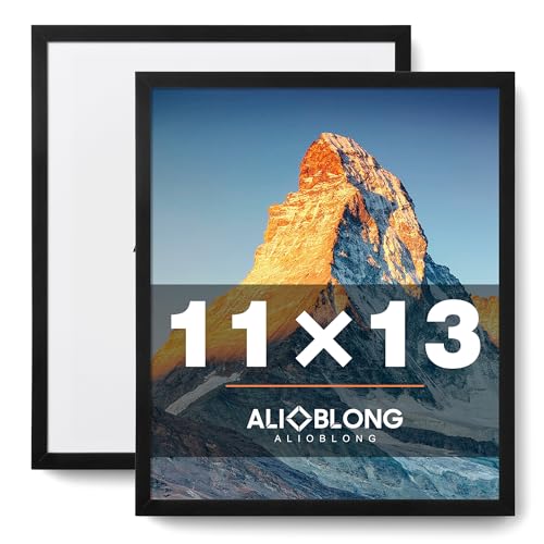 ALIOBLONG 11x13 Picture Frame Set of 2 Black Photo Frame for 11x13 Without Mat Thin Border Frame Horizontal and Vertical Formats for Wall Mount with Shatter-Resistant Acrylic Sheet