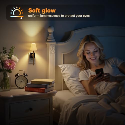 Image of JandCase Night Lights Plug into Wall, Vintage Nightlight with Dusk to Dawn Sensor, 0-100LM Dimmable, Pleated Fabric Beige Lamp for Living Room Bedroom Hallway