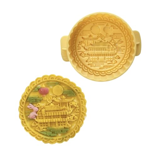 Rabbits Palaces Pattern Biscuit Cutter Cookie Stamp Cookie Dessert Mold Hand Press Pastries Mold Easy to Cleans Stamp and Cutter Press for Bakings Wedding Pastry Kitchen Tool Flower Pattern