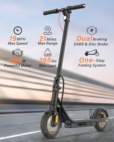 DXH Electric Scooter for Adult – 500W Motor, Max 21 Miles