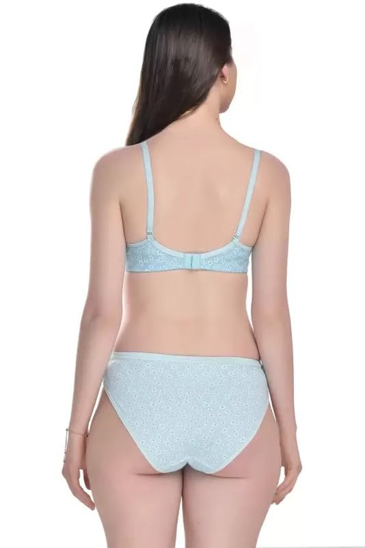 Image of Women's Cotton Full Coverage Lightly Padded Wire Free Sexy Bra Panty Lingerie Set Honeymoon Bikni Set for Girl's Combo Pack of 3