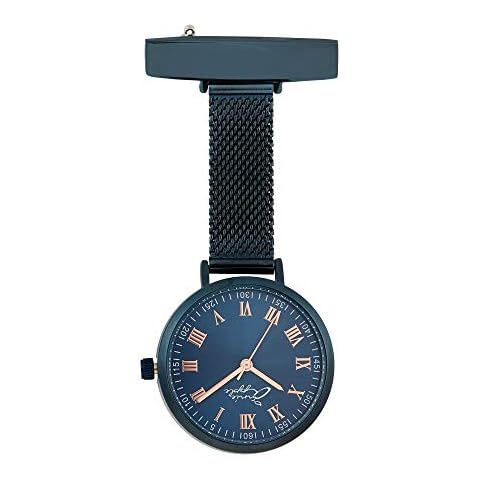Annie Apple Gold/Blue Mesh Link Chain Bracelet Nurses Nurse Hairdresser Beautician Pocket Fob Watch Cover