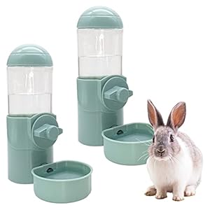 Tfwadmx Rabbit Watter Bottle 17oz Hanging Guinea Pig Automatic Water Dispenser No Drip Small Animal Cage Water Feeder Bowl for Bunny Chinchilla Hedgehog Ferret 2PCS (Blue)