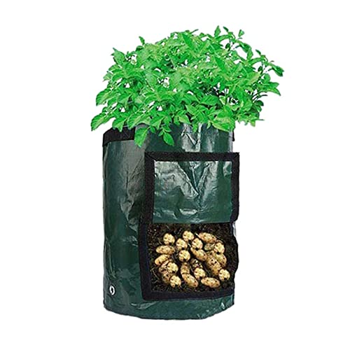 Tomotato Bolsas para Cultivo de Patatas, Bolsa para Cultivo de Plantas en Jardín con Solapa y Asas, Contenedor de Plantas para Verduras, Frutas y Flores(5 Gallon-Verde)