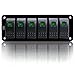 FXC Rocker Switch Aluminum Panel 6 Gang Toggle Switches Dash 5 Pin ON/Off 2 LED Backlit for Boat Car Marine Green