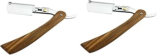minkissy 2 Pçs Navalha De Barba Para Homem Barbeador De Barba Masculino Navalha De Barbear Dobrável Aparador De Barba Navalha Reta Navalha Segura De Madeira Navalha Manual Para Homem