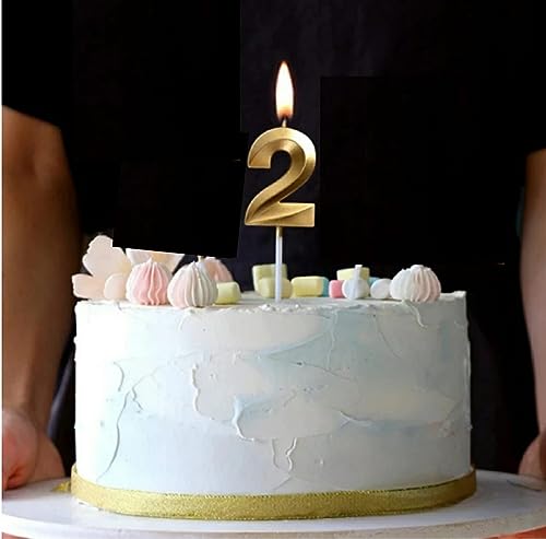 Image of Number Candles3 Inch For Birthday, Wedding, Engagement, Valentines Day Celebration, Bridal Shower, Bachelors Decoration Gold (Numerical No 22), Wax, Unscented