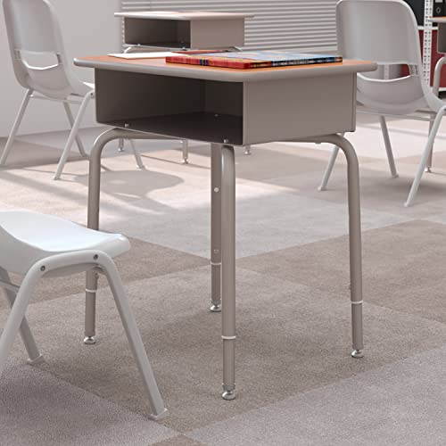 Image of Flash Furniture Metal Student Desk, Walnut /Silver