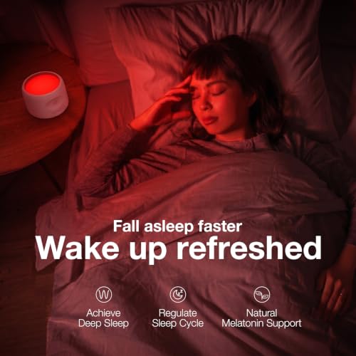 Image of Helight Red Light Therapy Sleep Device - 630nm Pure Red Light Lamp Sleep Aid to Support Deep Relaxation - Rest Lamp Backed by Science for Adults & Kids Bedrooms - White