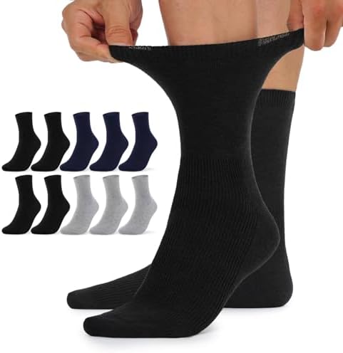 TUUHAW 10 Paar Diabetikersocken Herren Damen ohne Gummibund Baumwolle | Diabetiker Socken ohne Gummi, Diabetikersocken ohne Naht, Strümpfe Komfortbund