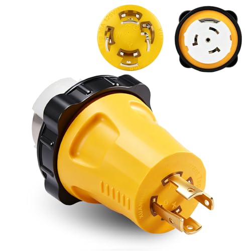 Image of L14-30P to SS2-50R Generator Adapter, 30A 4 Prong Twist Lock Male to 50A Marine Shore Power Female RV Converter, CS6364C Heavy Duty Weatherproof Power Adapter 125 /250V for RV, Camper, Trailer, Yacht