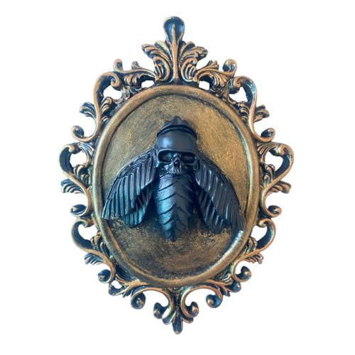 MOCJAEYN Gothic Death Moth Wall Decor,Retro Wall Sculptures,golden Resin Wall