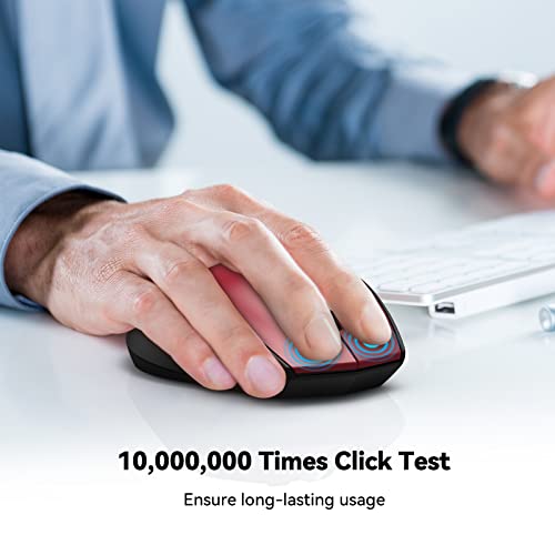 Tecknet Bluetooth Wireless Mouse, 3200 Dpi Computer Mouse, 24-Month Battery Life And 6 Adjustable Dpi Levels, 6 Buttons Compatible With Ipad Pro/ Laptop/Surface Pro/Windows Computer/Chromebook-Red #TOP3