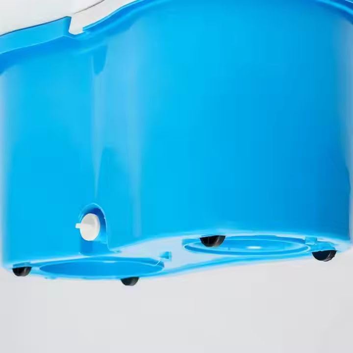 Image of TEKCOOL Premium Spin Mop with Big Wheels and Heavy Wringer | 360 Flexible Mop Bucket System for Floor Cleaning with 2 Microfiber Refills (Blue):'