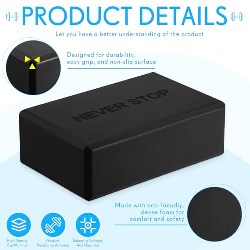 RoundFunny 4 Pack Yoga Blocks Non Slip Pilates Brick Foam Blocks Pilates Dance Gymnastics Workout Fitness Props Tool for Stretching Meditation and Exercise - Image 4