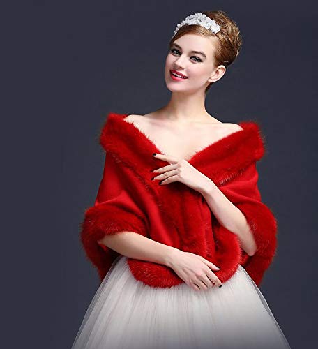 Faux Fur Wrap Soft Winter Shawl Stole Shrug Cover Up for Wedding Bridal Bridesmaid2