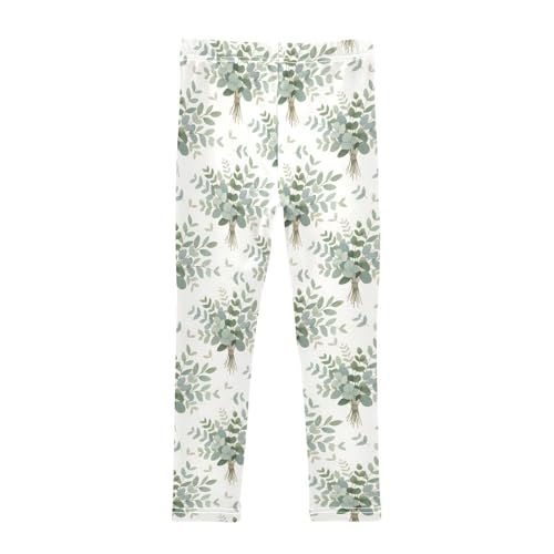 Eucalyptus Leaves Watercolor Girls Leggings Soft Stretch Workout Yoga Dance Pants for Kids Casual Tights2