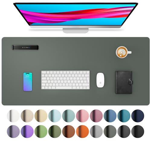 Image of Aothia Leather Desk Pad Protector, Large Mouse Pad, Office Mat, Non-Slip PU Leather Blotter, Laptop Pad, Waterproof Writing Pad for Office and Home (Jungle Green, 23.6 inch x 13.7 inch)