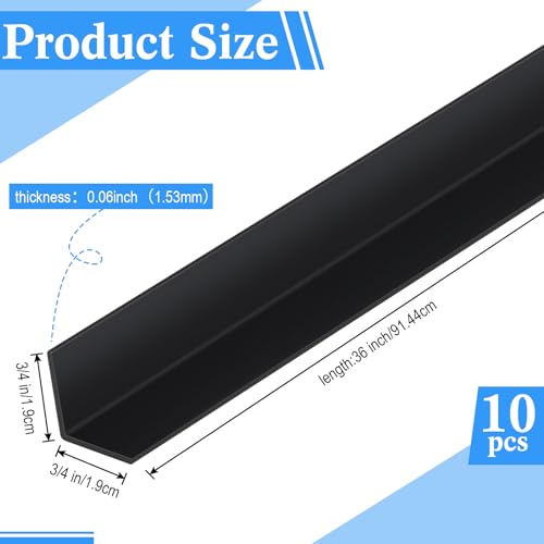 Image of Sasylvia 10 Pcs Wall Corner Protector Guards, Black Vinyl 3 /4 x 36 Inch Corner Trim Molding, Avoid Scratching Scuffs, Ease Install and Cleaning for Door Countertop Furniture Cabinet Protection
