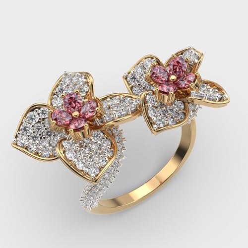 Bague cocktail argent 925 anti-ternissement rubis rose moissanite