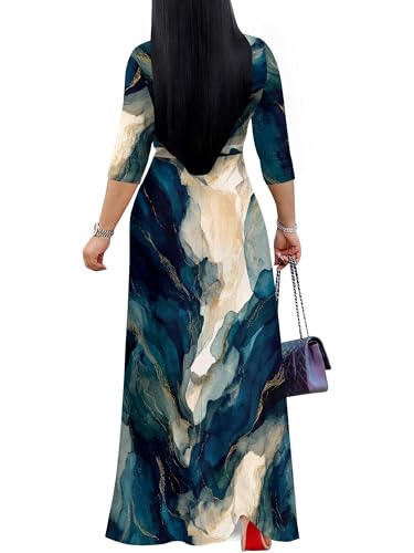 Image of PinkPatty Plus Size Dresses for Curvy Women V Neck Flowy Long Sleeves Wrap Maxi Dress Travel Vacation Outfits