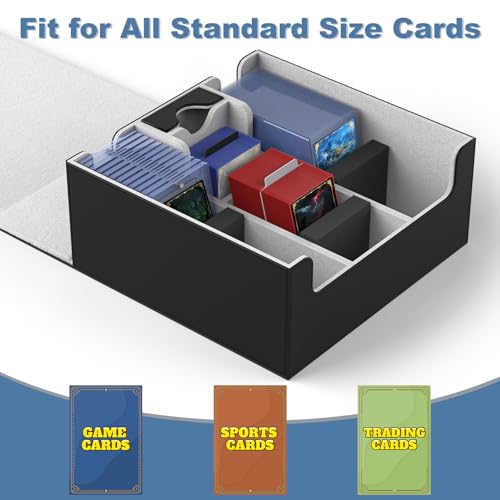 Image of Mlikero Card Deck Case, Trading Card Storage Box for Magnetic Cards Holder and Hard Plastic Cards Protectors, Leather Magnetic Closure Deck Box Fit for MTG, TCG