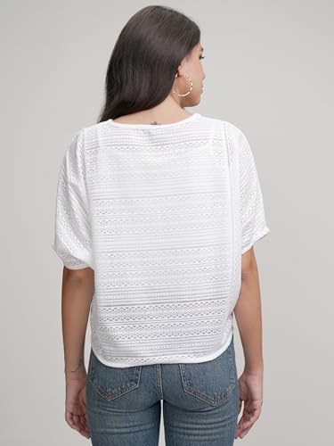 Image of Tokyo Talkies Women's Crochet Top | Extended Sleeves | Solid & Elegant Fashion | Tops for Woman | Women Tops | Stylish Top