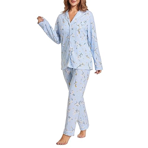 Image of Tugege Pajamas Set Long Sleeve Sleepwear Womens Button Down Nightwear Pj Sets