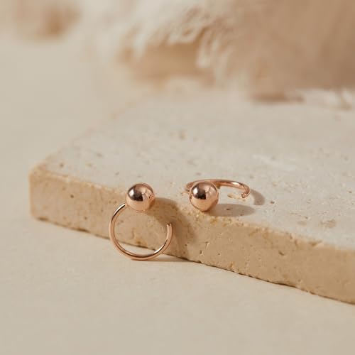 Image of CHIC & ARTSY 925 Sterling Silver Half Hoop Earrings for Women, Small Huggie Hoops Set with Ball Bar Star Moon Cross & Pearl, Lightweight Comfort Fit Everyday & Sleep Earrings