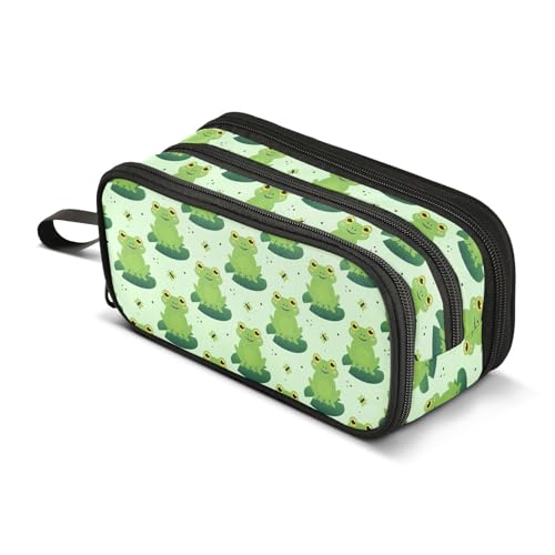 Image of Pencil Case Cute Frog 3 Compartments Pencil Pouch | Big Capacity,Aesthetic,Organizer Markers,Pencil Box,,Boys,Girls,Adults,Students,Back to School Season,Gift