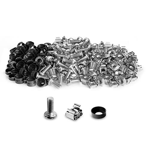 LMS DATA M6 Cage Nuts, Bolts and Washers Kit 20 PACK- For Rack Mount Equipment installation on Network cabinets (20 pack, Nickle)
