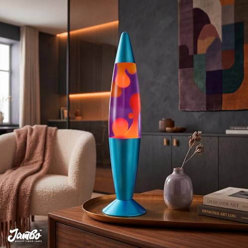 Image of JAMBO 16 inch Beautiful Lamp- Purple with Yellow /Orange Wax, Relaxing Liquid Light, Night Light Nightlight, Home Decor Living Room Office Bedroom Lamp for Adults Teens Kids, Magma Motion