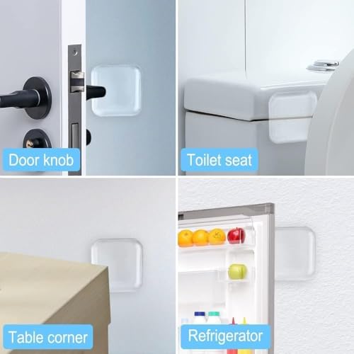 Image of Ducki 6-PC Square Door Bumper Stopper Wall Protector Self Adhesive Handle Knob Shield Bumper Guard,Prevents,Damage,Cabinet,Handle,Bed