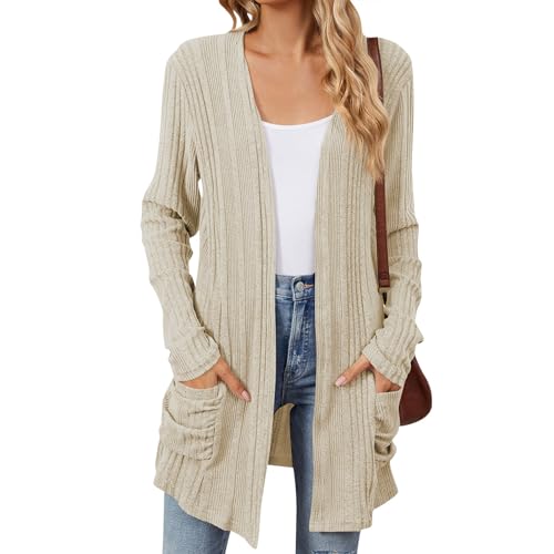 Cardigan Sweaters for Women Lightweight Open Front Thin Long Cardigans Fall Long Sleeve Knit Sweater with Pockets 6