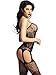 Amoretu Womens Stripe Lingerie Crotchless Bodysuits Suspender Bodystocking Black
