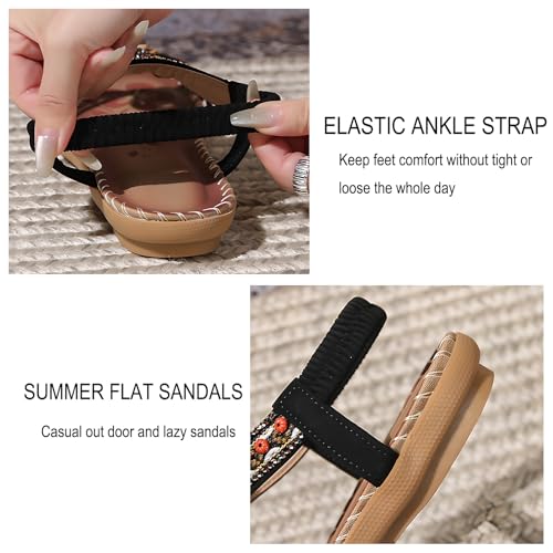 Sandals for Women Dressy Summer Flat Casual Open Toe Bohemia Sandals Lightweight Walking Shoes4