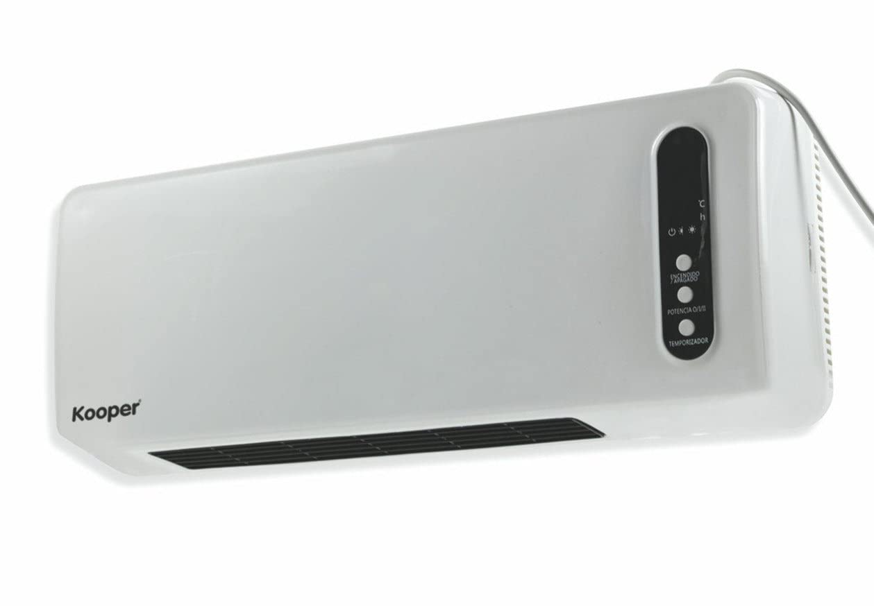 Kooper Termoventilatore ceramico a Parete con Telecomando 3 funzioni e Timer 2000W Aerosplit