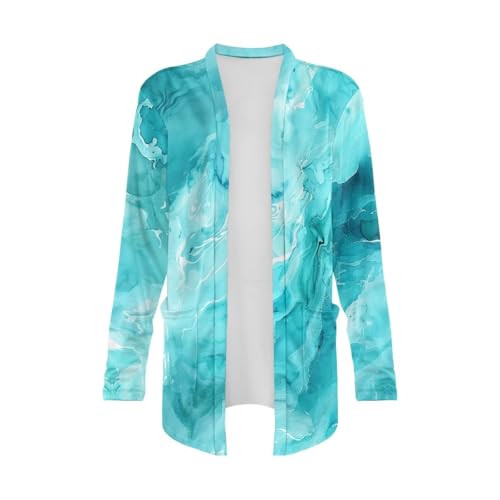 Image of Biyejit Women's Long Sleeve Open Front Cardigan Casual Loose Lightweight Cardigans with Pockets Drape Cardigan