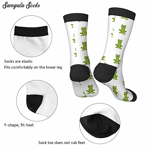 Image of Red Striped Crew Socks for Woman Size 6-8 Christmas Tree Moose Snowflake Dots Lines Girls Socks