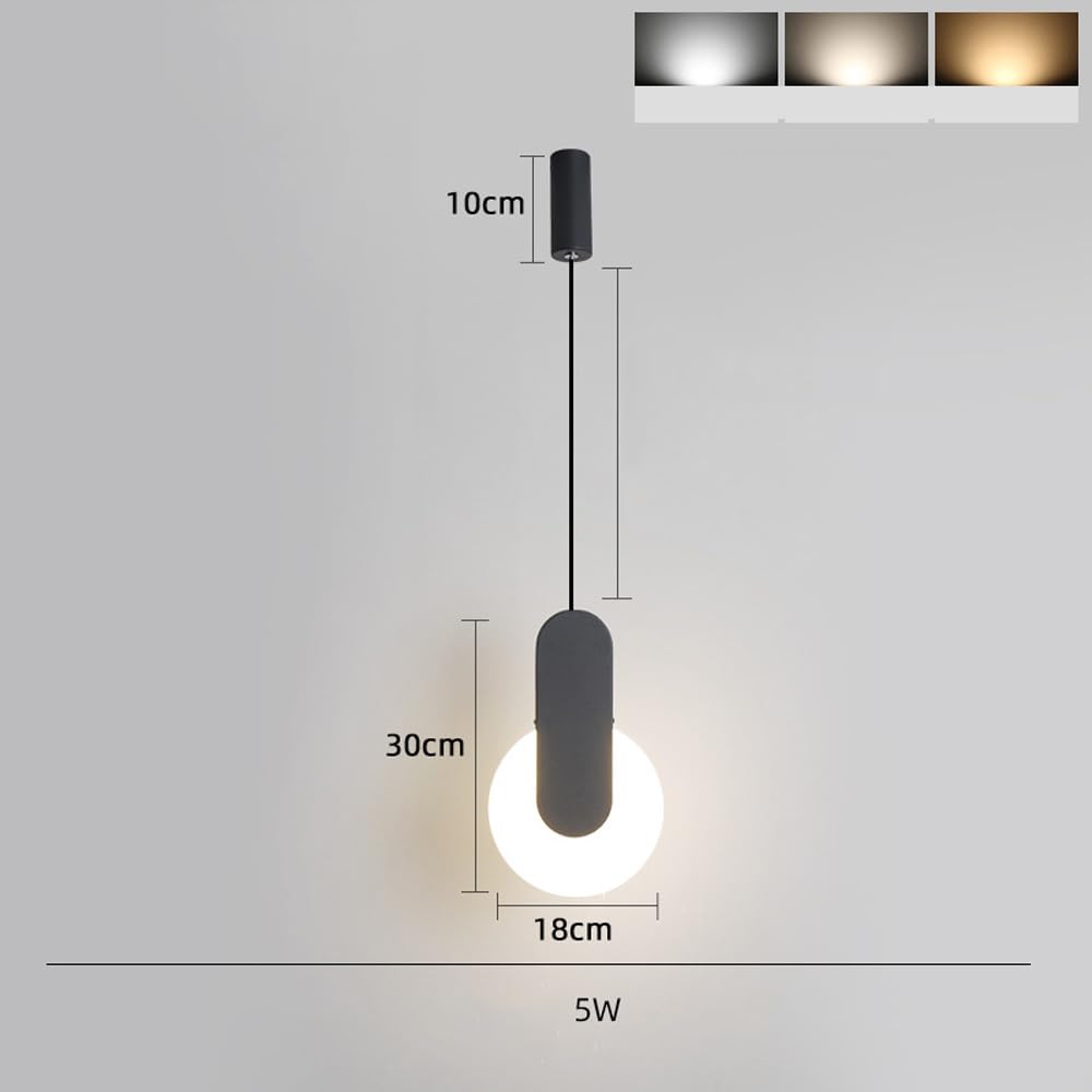 Lámpara Colgante Moderna de suspensión Negra con LED Circular Regulable de 10 W, Barra de luz de Techo Lineal Ajustable, iluminación Industrial Larga Blanca para Dormitorio, Comedor, escaler
