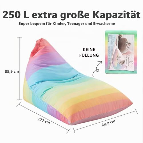 Nobildonna Sitzsack-Stuhlbezug für Kinder, extra großer Sitzsack ohne Füllung, Plüschtierhalter...