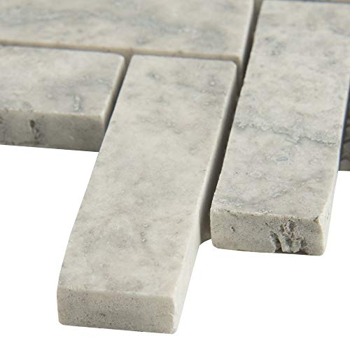 Silver Travertine Herringbone Pattern Honed Tile, 10 Sft/Case, (10 Pcs) #TOP1