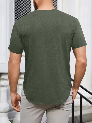 Image of UNCLECAT Mens T-Shirts Short Sleeve Crew Neck T Shirt Casual Summer Classic Basic Tee Shirt Army Green